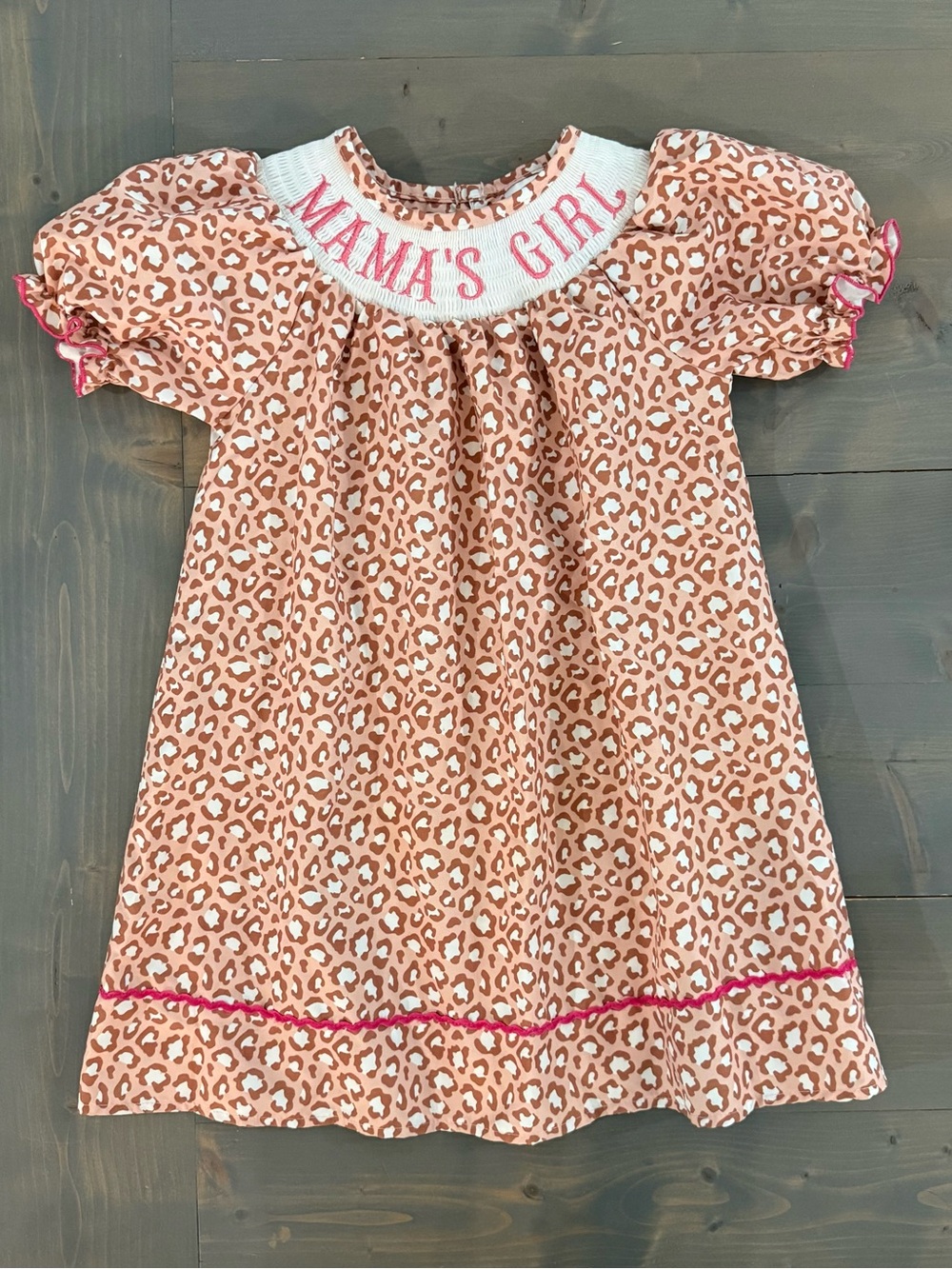 Smocked Leopard Print Girl’s Dress Size 6